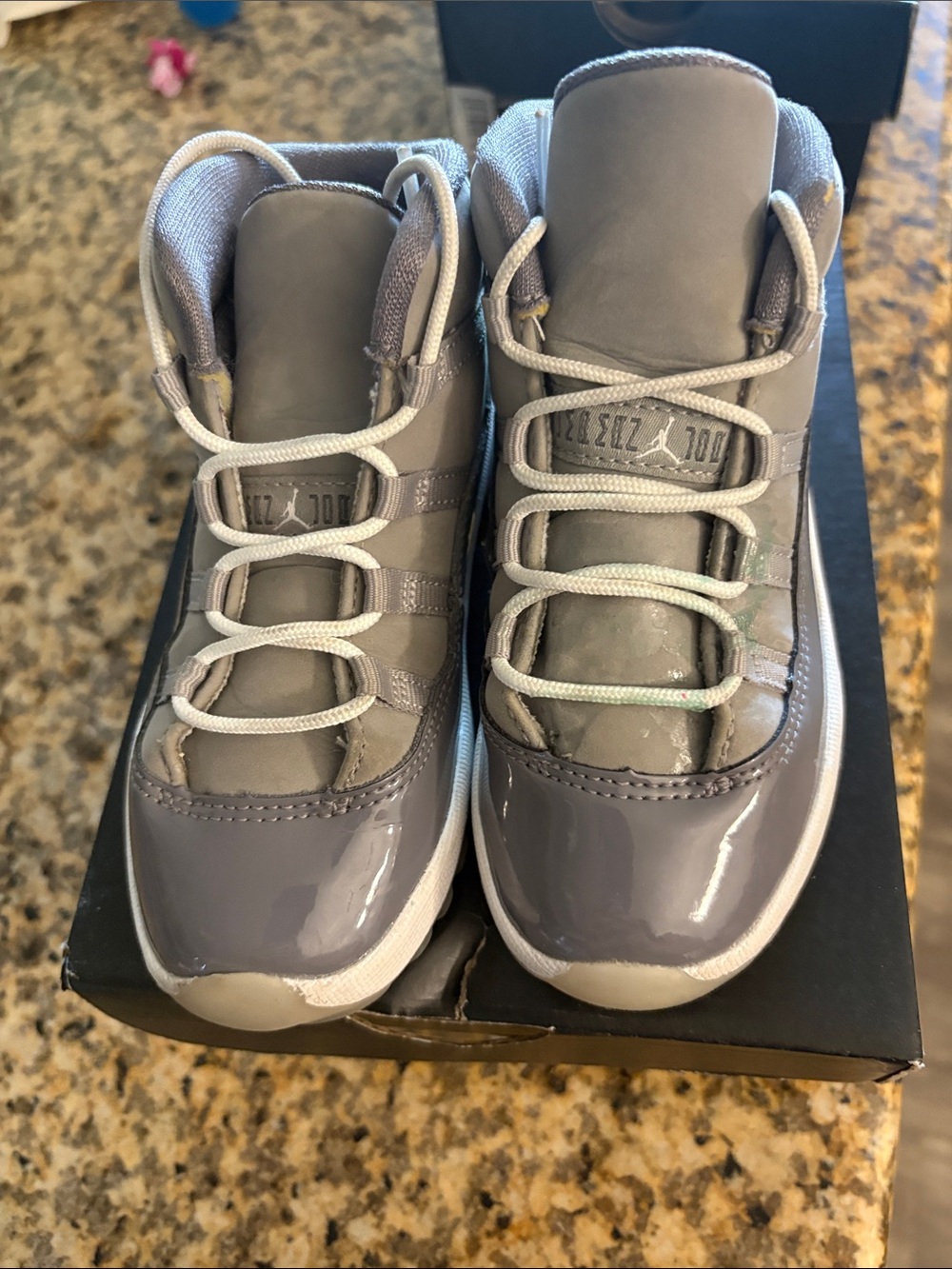 Jordan Kids Cool Grey Patent Leather High-Top Sneakers